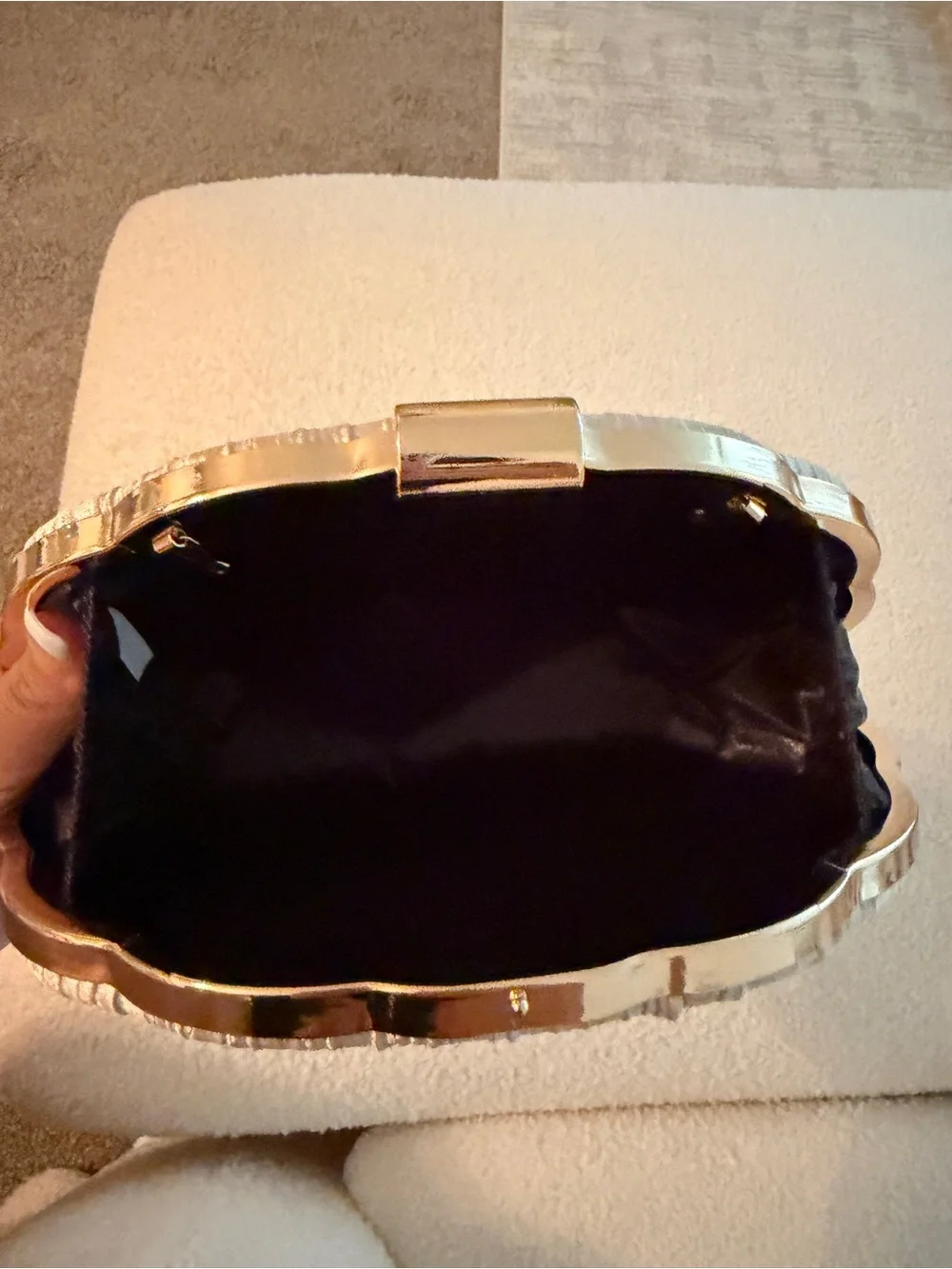 Source Unknown Champagne Pleated Shell Clutch